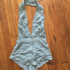 Light Blue Halter Teddy Lingerie - Size M/L